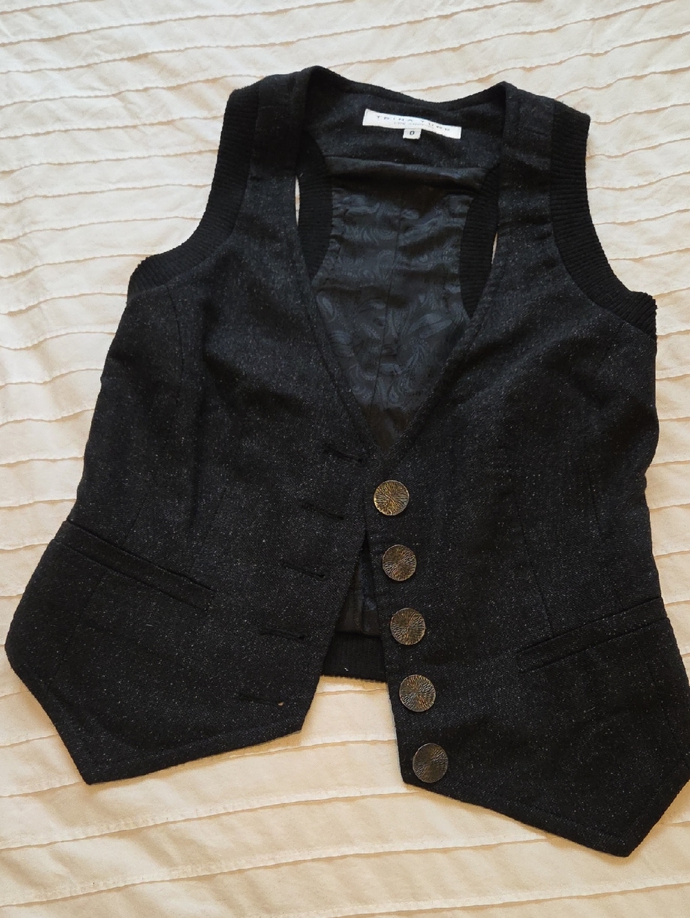 Trina Turk Black Button-Front Women's Vest